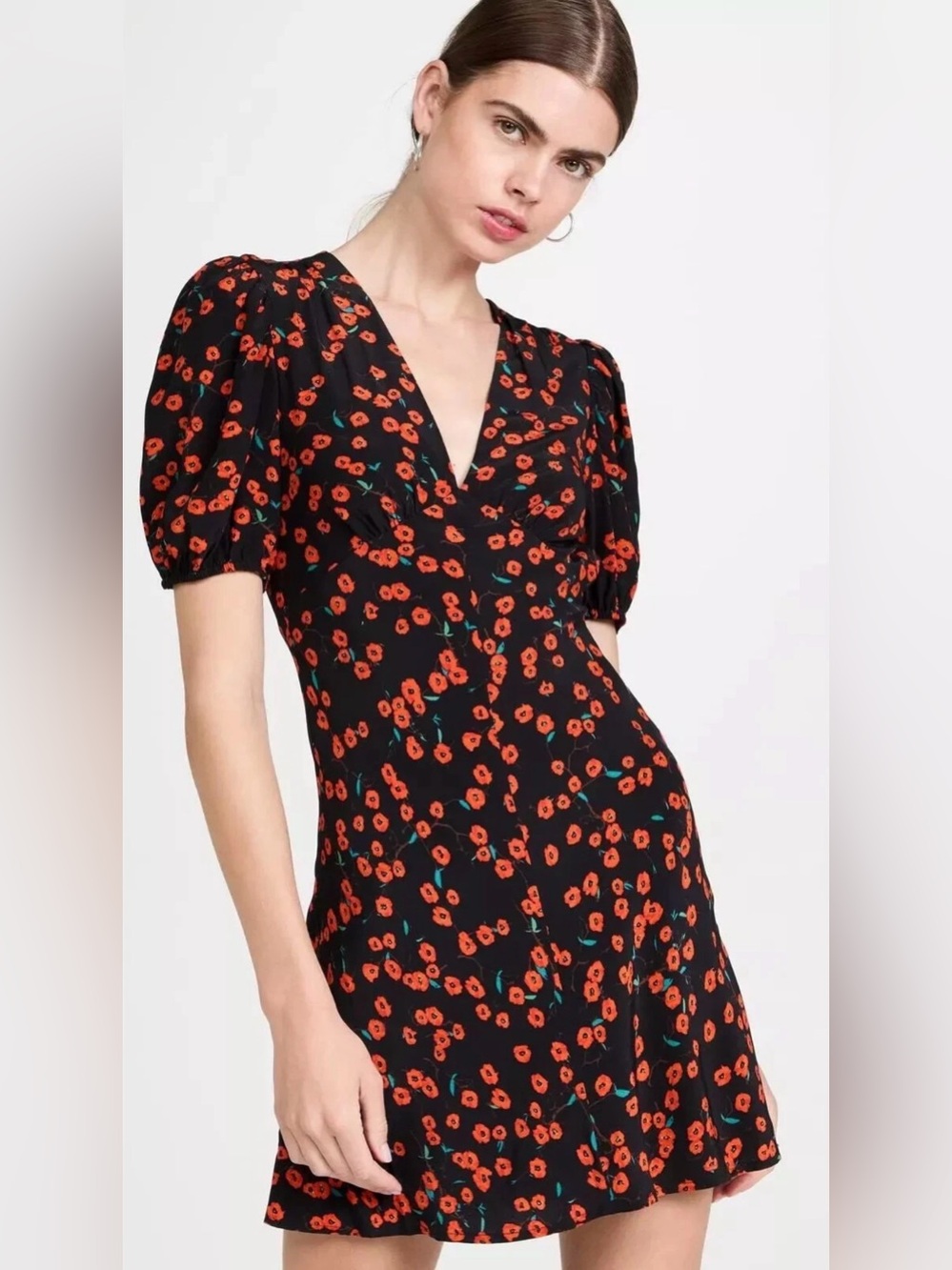 STAUD Milla Mini Dress Poppy Field 10 NWT
